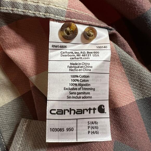 Carhartt Women's Fairview Plaid Shirt Button Up Shirt Size Small Roll Tab Sleeve - Picture 8 of 8